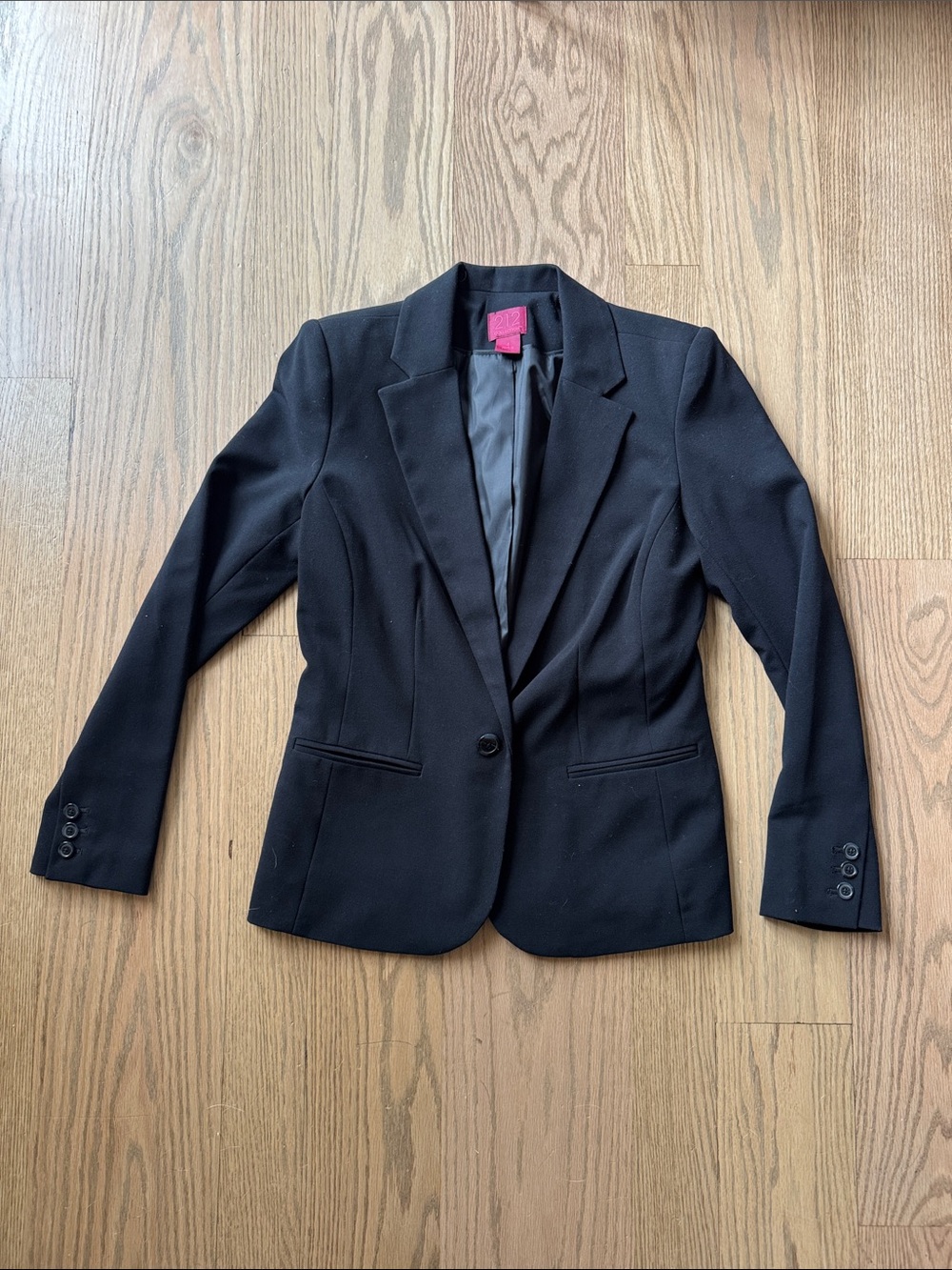 212 Collection Black Single-Button Tailored Blazer